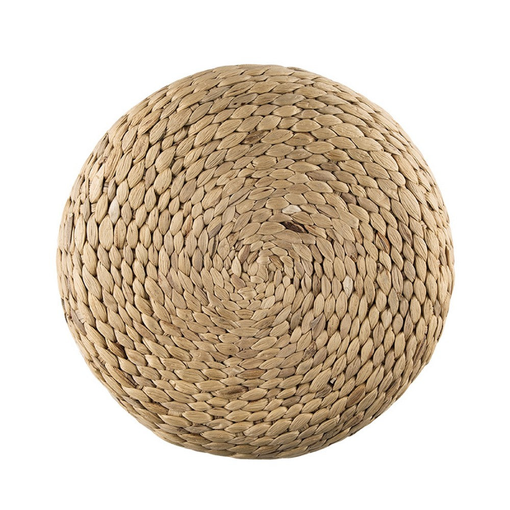 Vin Accent Ottoman | 15" Round | Natural Water Hyacinth Woven Rope