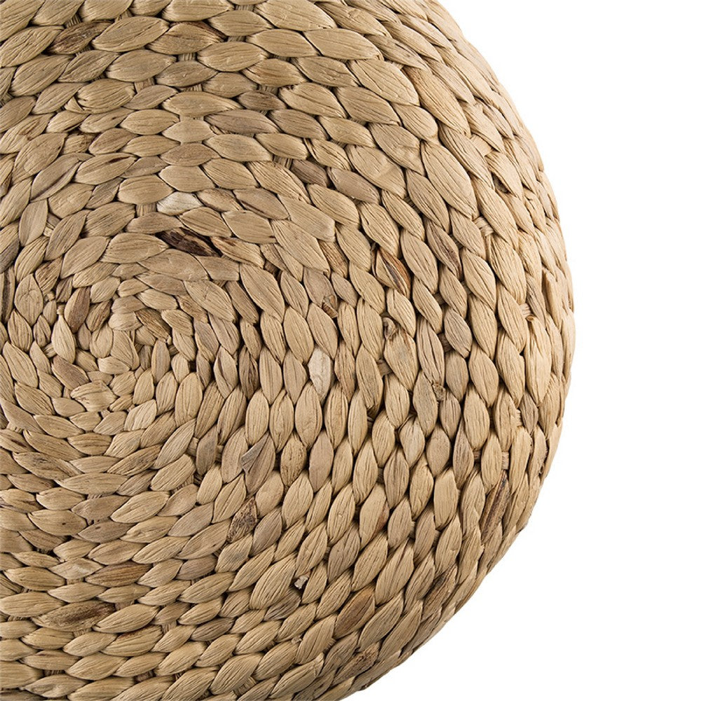 Vin Accent Ottoman | 15" Round | Natural Water Hyacinth Woven Rope