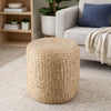 Vin Accent Ottoman | 15" Round | Natural Water Hyacinth Woven Rope