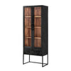 Keny Accent Cabinet | 2 Glass Doors & 3 Shelves | 1 Drawer | Black Iron