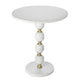 Siny Side End Table | 15" Round Top | White & Gold Stacked Balls Base