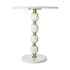 Siny Side End Table | 15" Round Top | White & Gold Stacked Balls Base