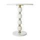 Siny Side End Table | 15" Round Top | White & Gold Stacked Balls Base