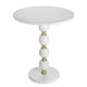 Siny Side End Table | 15" Round Top | White & Gold Stacked Balls Base