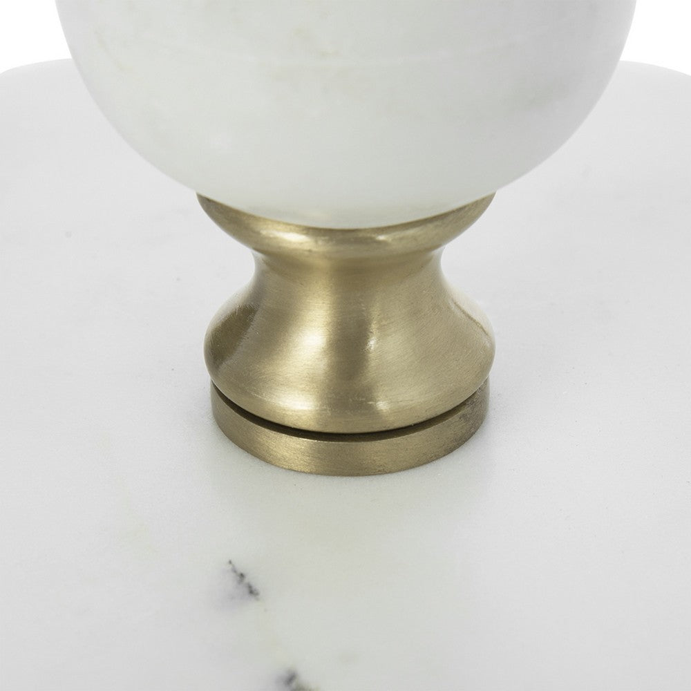 Siny Side End Table | 15" Round Top | White & Gold Stacked Balls Base