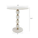 Siny Side End Table | 15" Round Top | White & Gold Stacked Balls Base