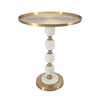 Siny Side End Table | 16" Round Top | White, Gold Stacked Balls Base