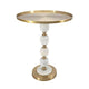 Siny Side End Table | 16" Round Top | White, Gold Stacked Balls Base