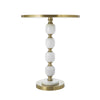 Siny Side End Table | 16" Round Top | White, Gold Stacked Balls Base