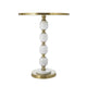 Siny Side End Table | 16" Round Top | White, Gold Stacked Balls Base