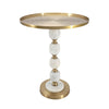 Siny Side End Table | 16" Round Top | White, Gold Stacked Balls Base