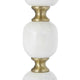 Siny Side End Table | 16" Round Top | White, Gold Stacked Balls Base