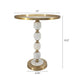 Siny Side End Table | 16" Round Top | White, Gold Stacked Balls Base