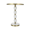 Siny Accent Side End Table | 16" Round Gold Top | White Stacked Balls Base