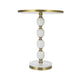 Siny Accent Side End Table | 16" Round Gold Top | White Stacked Balls Base