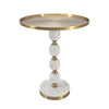 Siny Accent Side End Table | 16" Round Gold Top | White Stacked Balls Base