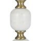 Siny Accent Side End Table | 16" Round Gold Top | White Stacked Balls Base