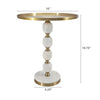 Siny Accent Side End Table | 16" Round Gold Top | White Stacked Balls Base