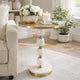 Siny Accent Side End Table | 16" Round Gold Top | White Stacked Balls Base