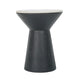 Peny Side End Table | 16" White Marble Top | Black Angled Pedestal Base