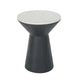 Peny Side End Table | 16" White Marble Top | Black Angled Pedestal Base