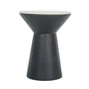 Peny Side End Table | 16" White Marble Top | Black Angled Pedestal Base
