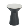 Peny Side End Table | 16" White Marble Top | Black Angled Pedestal Base