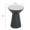 Peny Side End Table | 16" White Marble Top | Black Angled Pedestal Base
