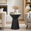 Peny Side End Table | 16" White Marble Top | Black Angled Pedestal Base
