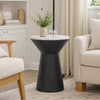 Peny Side End Table | 16" White Marble Top | Black Angled Pedestal Base