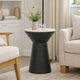 Peny Side End Table | 16" White Marble Top | Black Angled Pedestal Base
