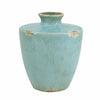Tery Decorative Flower Vase | 10" | Glazed Blue Patina Terracotta