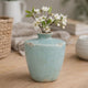 Tery Decorative Flower Vase | 10" | Glazed Blue Patina Terracotta