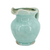 Tery Decorative Flower Vase with Handle | 9" | Glazed Blue Terracotta