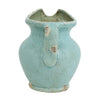 Tery Decorative Flower Vase with Handle | 9" | Glazed Blue Terracotta