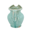 Tery Decorative Flower Vase with Handle | 9" | Glazed Blue Terracotta