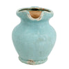 Tery Decorative Flower Vase with Handle | 9" | Glazed Blue Terracotta
