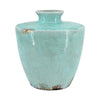 Tery Decorative Flower Vase | 12" | Angled Glazed Blue Patina Terracotta