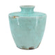 Tery Decorative Flower Vase | 12" | Angled Glazed Blue Patina Terracotta