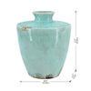Tery Decorative Flower Vase | 12" | Angled Glazed Blue Patina Terracotta