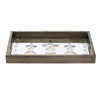 Gery Serving Tray Set of 2 | Patterned Glass Base & Rustic Brown Frame