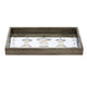 Gery Serving Tray Set of 2 | Patterned Glass Base & Rustic Brown Frame