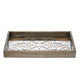 Gery Serving Tray Set of 2 | Patterned Glass Base & Rustic Brown Frame
