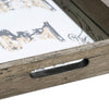 Gery Serving Tray Set of 2 | Patterned Glass Base & Rustic Brown Frame