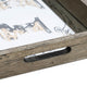 Gery Serving Tray Set of 2 | Patterned Glass Base & Rustic Brown Frame