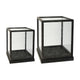 Jeny Display Box Set of 2 | Square Clear Glass with Black Fir Wood Frame