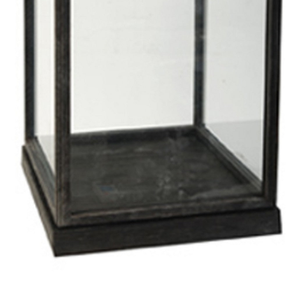 Jeny Display Box Set of 2 | Square Clear Glass with Black Fir Wood Frame