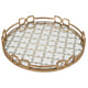 Amy Decorative Serving Tray | 16" Round Patterned Glass | Gold Metal