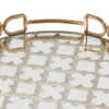 Amy Decorative Serving Tray | 16" Round Patterned Glass | Gold Metal