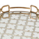 Amy Decorative Serving Tray | 16" Round Patterned Glass | Gold Metal
